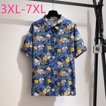 

2020 summer plus size tops for women large blouse loose casual short sleeve retro print colour floral shirt 3XL 4XL 5XL 6XL 7XL