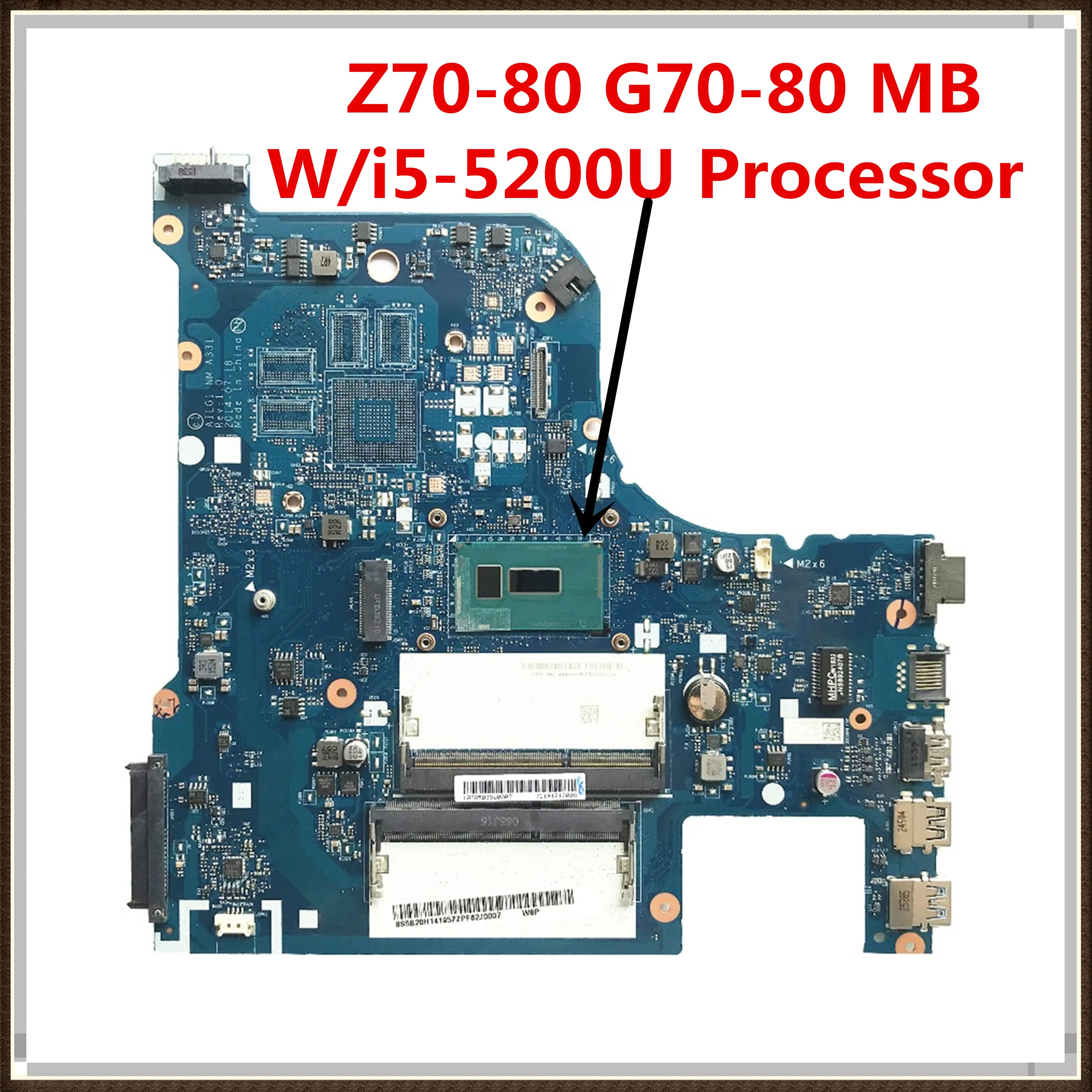 17 3 для Lenovo Z70-80 материнская плата ноутбука с SR23Y G70-80 CPU AILG1 i5-5200 5B20H14195 DDR3L MB 100%