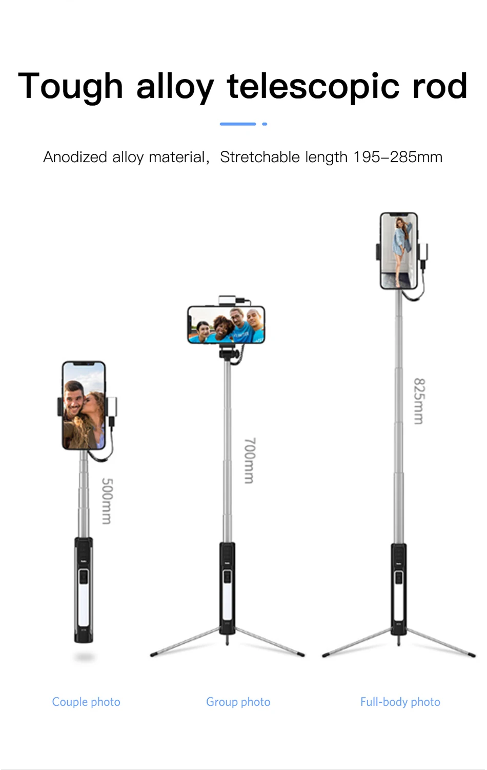 Benks New Wireless Bluetooth Selfie Stick Tripod Extendable With Shutter Button Remote Control Universal For iPhone 11 XR Xiaomi (10)
