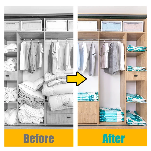 Nagy Kapacitású Vákuumkompressziós Táska Kipufogó-Válogató Zsákhálószoba Szekrény Tároló Lezárt Megtakarító Tér Kék - Image 4