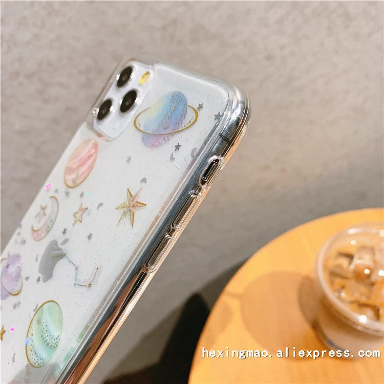 Роскошный фольга звездное небо чехол для телефона для iphone 11promax XR XSMAX чехол для iphone X 6 7 8 Plus чехол s модный милый чехол