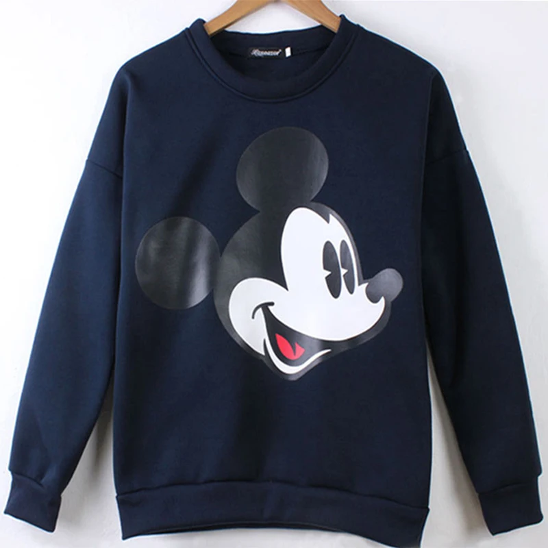  Women Sweatshirts Hoodies Character Printed Casual Pullover Cute Jumpers Top Long Sleeve O-Neck Fle