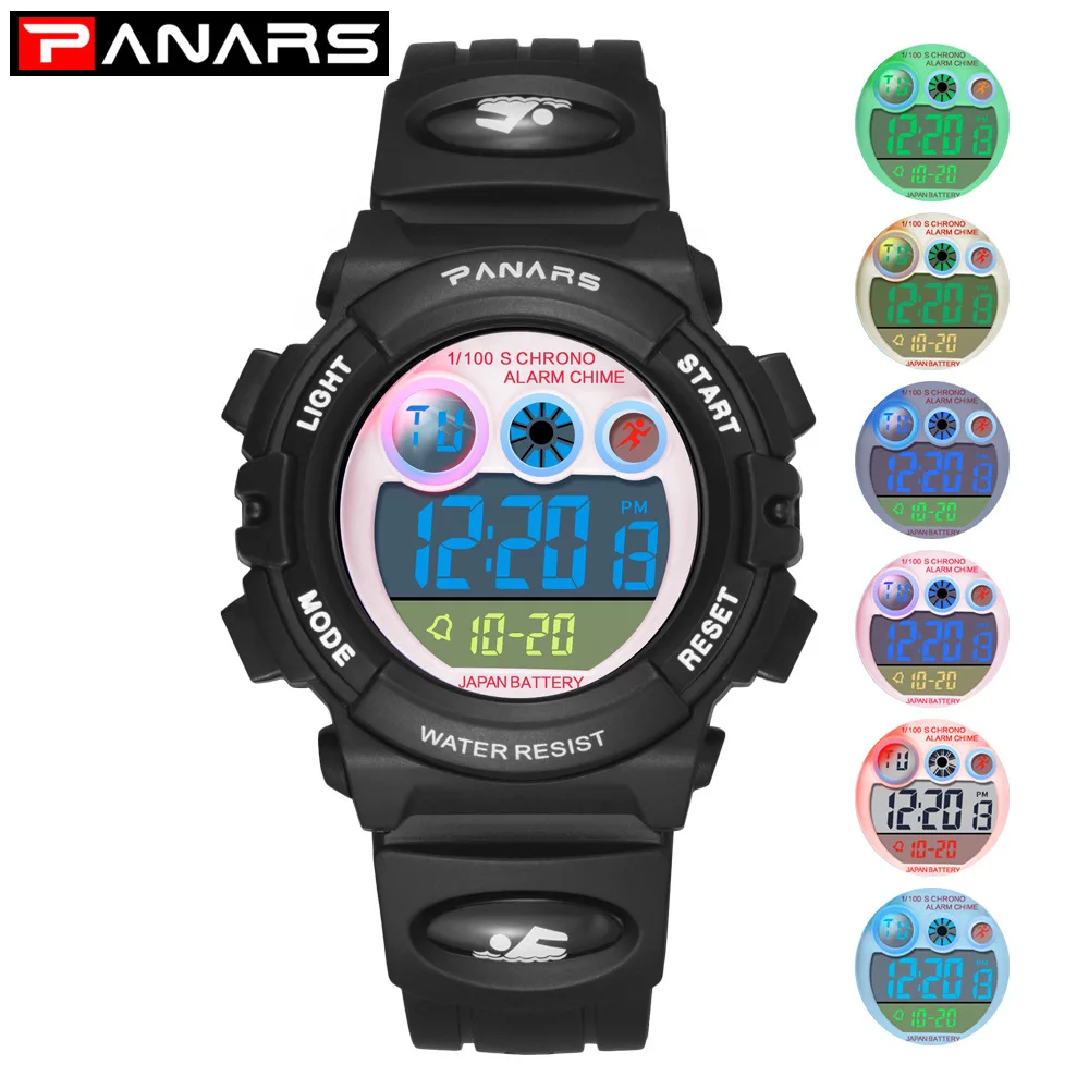 

Panars PA Resistance When Colorful Night Light Students Electronic Watch Multi-functional Waterproof Children Sports Hot Selling