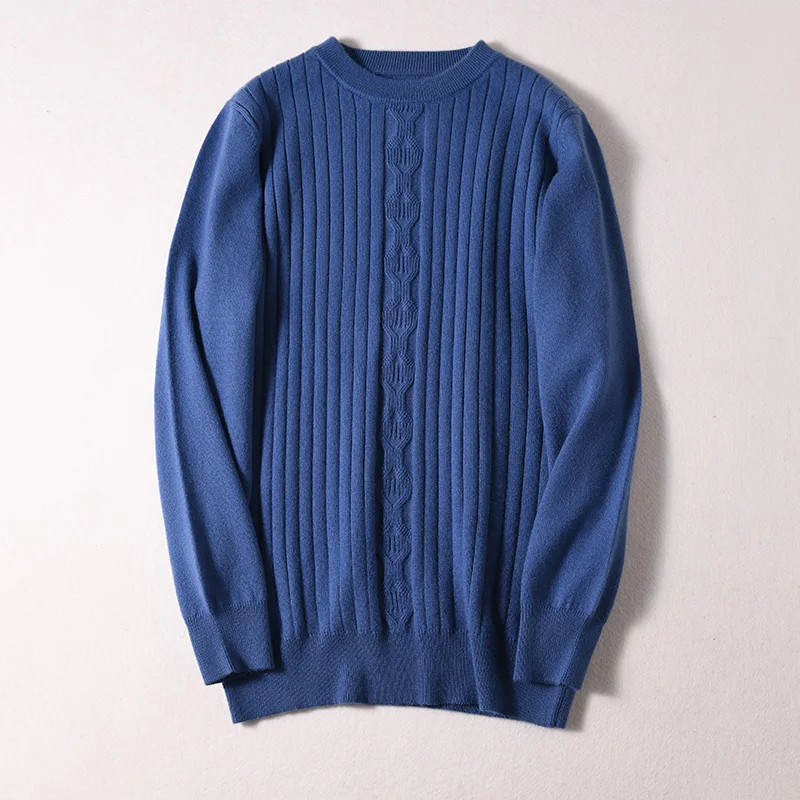 Sparsil Men Winter 100% Cashmere Sweater O-Neck Full Sleeve Twist Knitted Pullovers Autumn Warm Wool Boys Thicken Jumpers