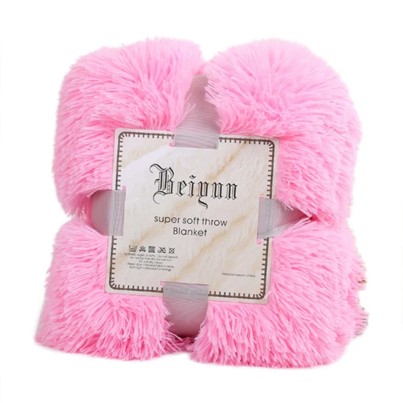 Long Plush Velvet Blanket Soft Warm Bedding Blanket Throw For Winter Bed Sofa High Quality Home Textile - Цвет: Розовый