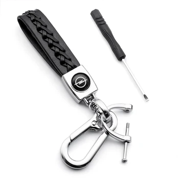 

1pcs Leather Rope Car keychain Horseshoe Buckle key ring for Opel Astra H G J Insignia Mokka Zafira Corsa OPC Car accessories