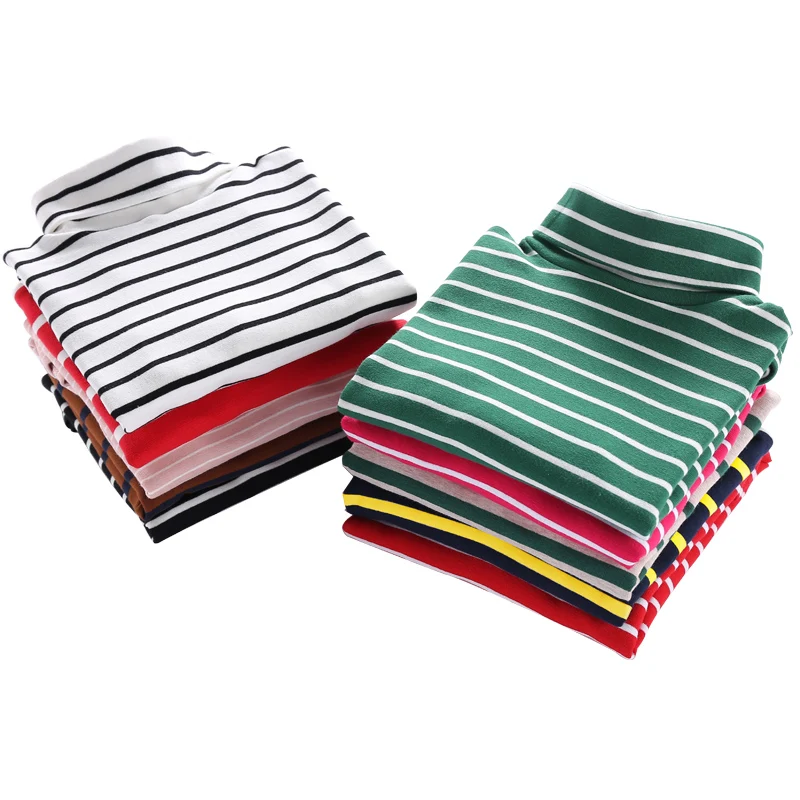 

Baby T Shirts 2020 Kids Girl Striped Tops Turtleneck Princess Tshirt Cotton Fashion Girls Long Sleeve T Shirt Spring Autumn Tees