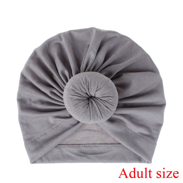 Fashion Mommy and Baby Cotton Round Ball Flower Hat Women Caps Girls Newborn Turban Knot Kids Adult Headwear Hair Accessories 24adult size