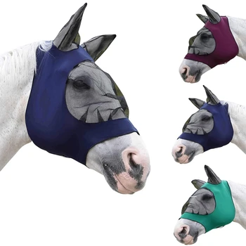 

Mesh Horse Anti-Mosquito Mask Horse Head Cover Summer Breathable Comfortable Anti Fly Mesh Mask For Horse Farm Animal Supplies
