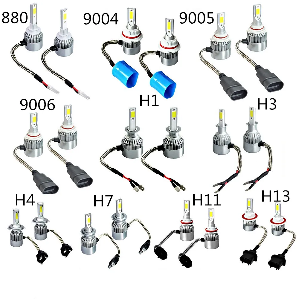 Авто светодиодные лампы для фар H3 H13 9005 HB4 Led H4 H7 Автомобильная Лампа 6000K COB Chip 72W 8000lm