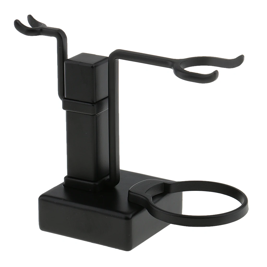 High Quality Bathroom Barber Men Metal Shaving Rack Stand Set - Shave Brush Holder Shelf + Soap Mug Cup Bowl Black