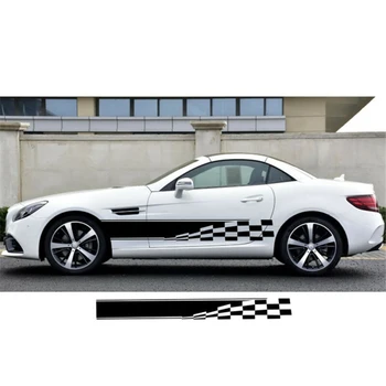 

Checkered Car Stickers Door Body Sports Racing Side PVC Waterproof Decoration