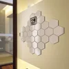 12pcs 3D Hexagon Bathroom Mirror Sticker Home Living Room Sofa TV Background Wall Decal Decor Acrylic DIY Sticker 3
