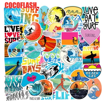 

10/50 PCS/set Summer Surfing Sticker Beach Travel Graffiti Surf Stickers DIY for Surfboard Laptop Luggage Bicycle Tablet
