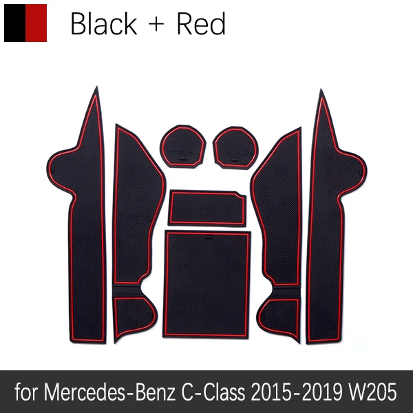 Противоскользящие резиновые чашки подушка двери паз коврик для Mercedes Benz c-класс W205~ C180 C200 C220 C250 C300 C350 аксессуары - Название цвета: Красный