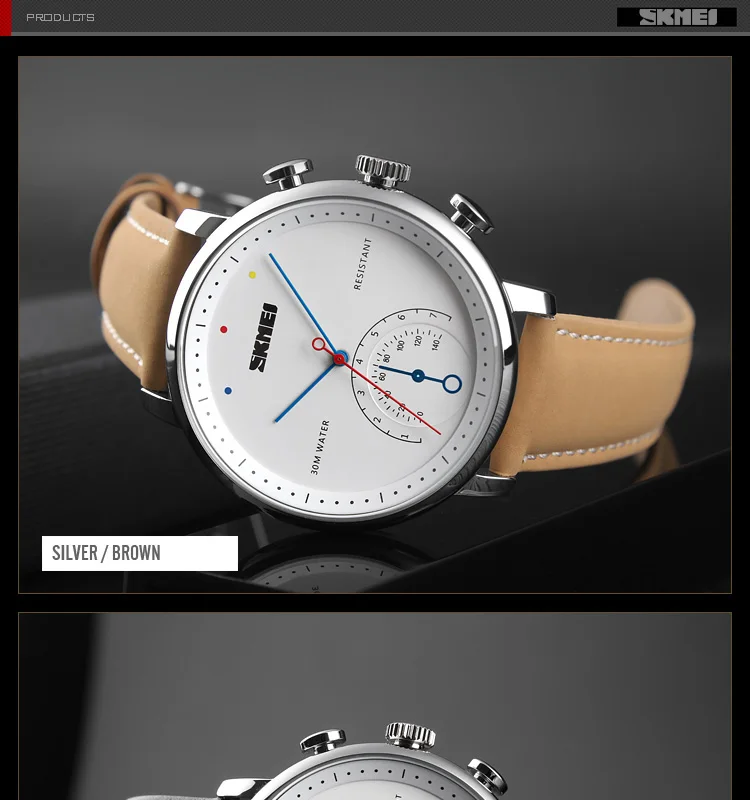 Бренд SKMEI кварцевый часовой моды Для Мужчин's часы роскошные кожаные Бизнес наручные Водонепроницаемый браслет Relogio Masculino