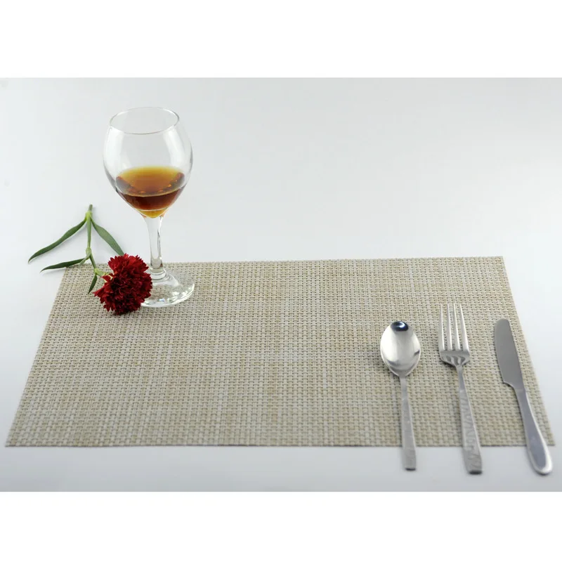 Beige 30x45 см тканый коврик для стола нескользящий грязеотталкивающий жаростойкий кухонный Обеденный Скатерть моющийся домашний Декор ПВХ настольные салфетки - Цвет: Beige