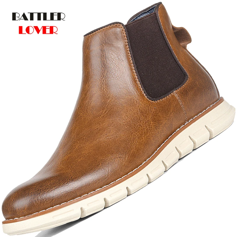 High Quality Leather Men Boots Autumn and Winter Plus Velvet Shoes for Male Elegent Genuine Leather Botas