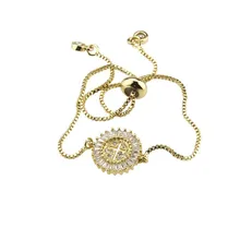 10 шт./лот позолоченный браслет с крестиком из Кубического циркония регулируемый браслет Популярные ювелирные изделия из Южной Америки