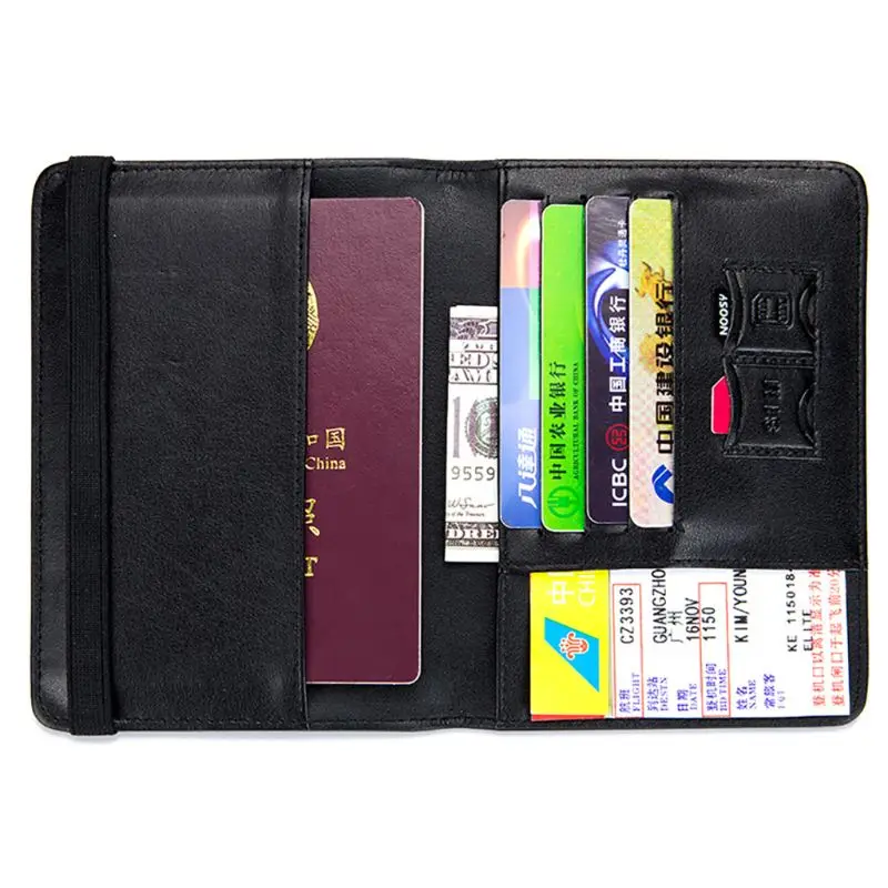 THINKTHENDO Genuine Leather RFID Blocking Passport Holder Travel Credit Card Case Protector