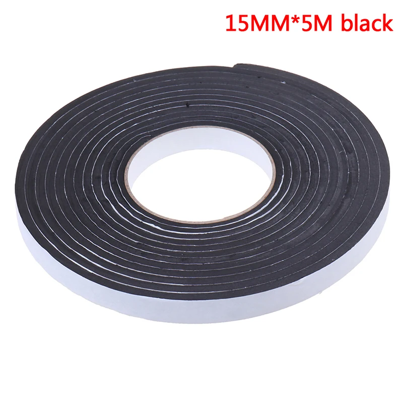 15MM Black Мягкая 5 м самоклеящаяся уплотнительная лента для окон двери автомобиля шумоизоляция резиновая Пылезащитная уплотнительная лента оконные аксессуары - Цвет: 15MM Black