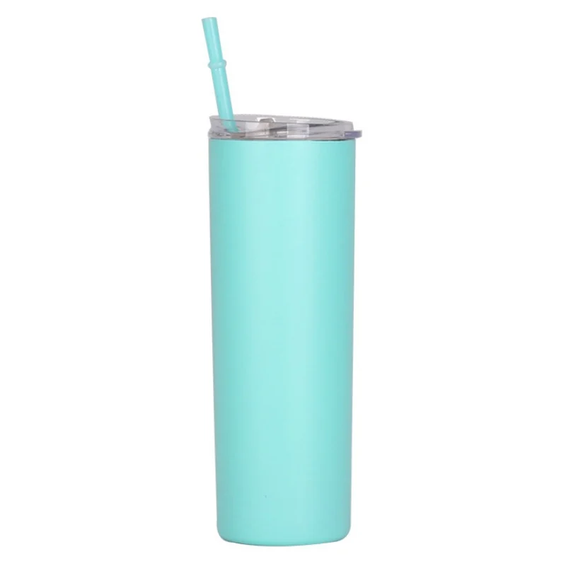 green Office Car Portable 304 Stainless Steel Vacuum Flask Cold Coffee Cup With Hand Straw Eco-Friendly Cup ztou - Цвет: green