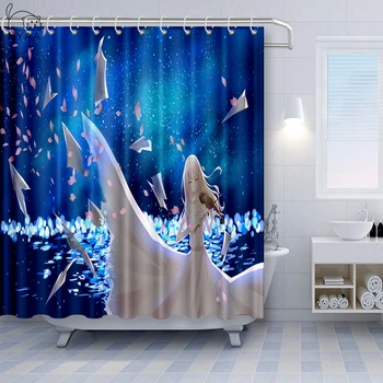 

NYAA Your Lie in April Thickened Shower Curtain Waterproof Fabric Bath Curtains Mildew Resistant Polyester Bathroom 180*180cm