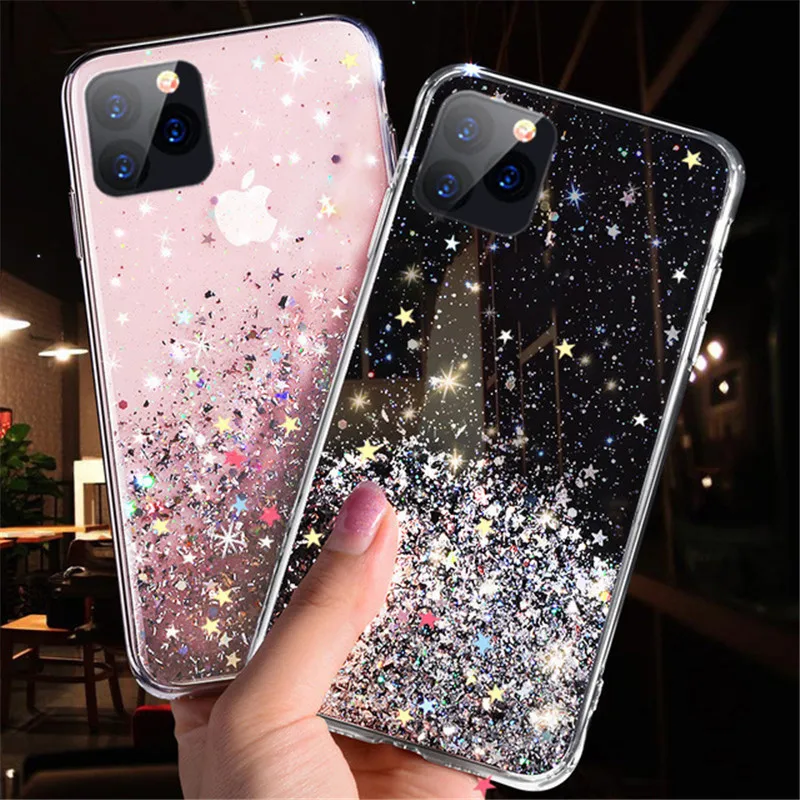 Роскошный блестящий чехол со звездой для iPhone 11 Pro Max X XR Xs 6 6s 7 8 Plus мягкий