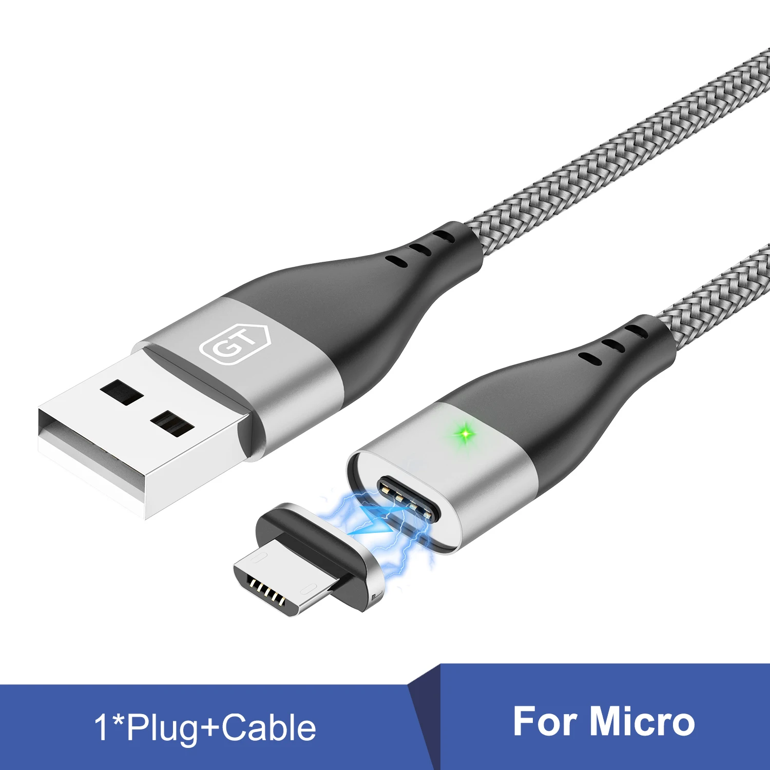 GTWIN Магнитный кабель плоский кабель типа C Быстрая зарядка для Xiaomi Note 8 iPad Pro Магнит Micro USB зарядное устройство для iPhone зарядный кабель - Цвет: For Micro Gray