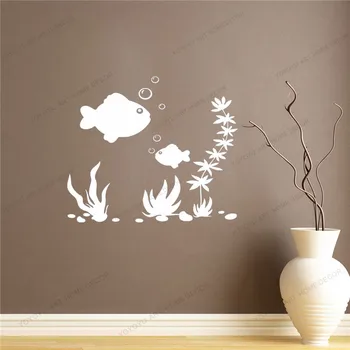 

Lovely Fish Sea Plant Bubble Bathroom Kids Living Room Window Art Removable Wall Sticker Glass Sticker CX512