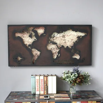 

Retro Hollowing Out World Map Iron Wall Decoration Fashion And Creative Industrial Wind Wall Decoration Bar Decoration