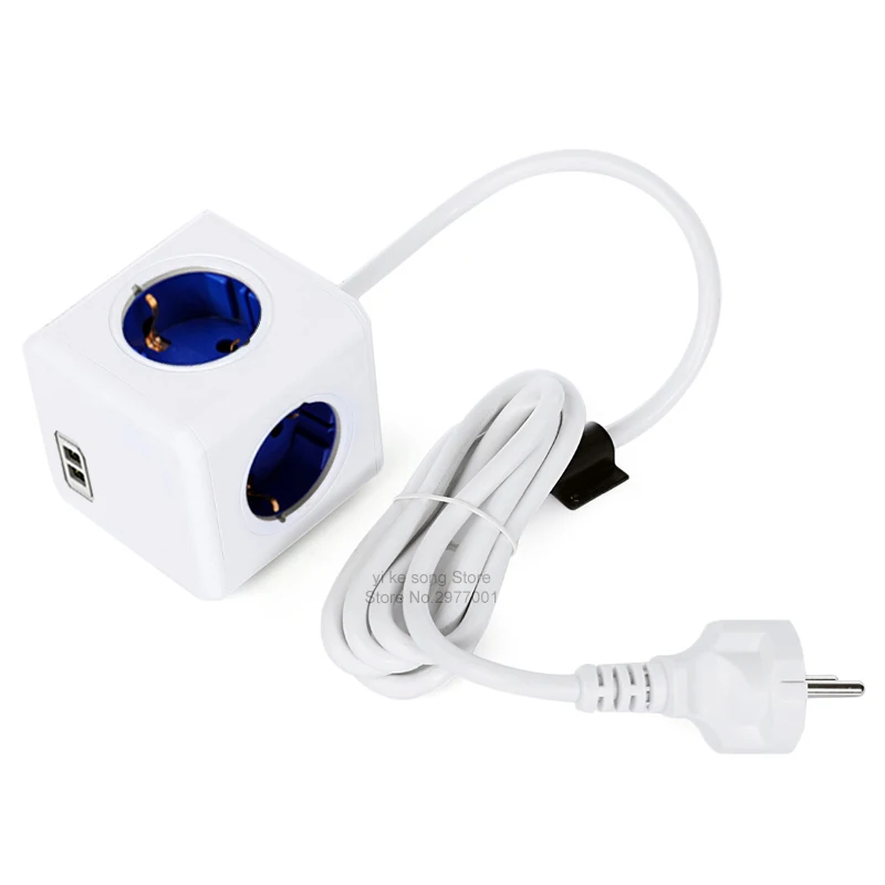 Allocacoc Powercube EU Power Strip Smart Plug Socket 5V 2.1A USB Travel Adapter 1.5m 3m Electric Extender Outlet Tee Home Office
