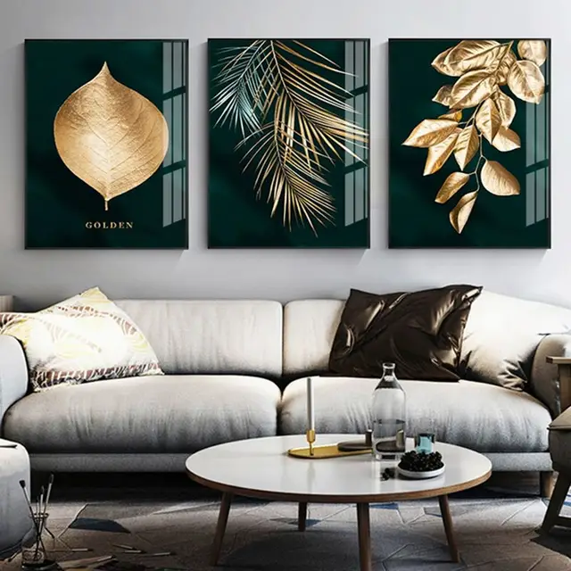 Abstract Golden Plant Leaves Picture Wall Poster Modern Style Canvas Print Painting Art Aisle Living Room Abstract Golden Plant Leaves Picture Wall Poster Modern Style Canvas Print Painting Art Aisle Living Room Unique Decoration