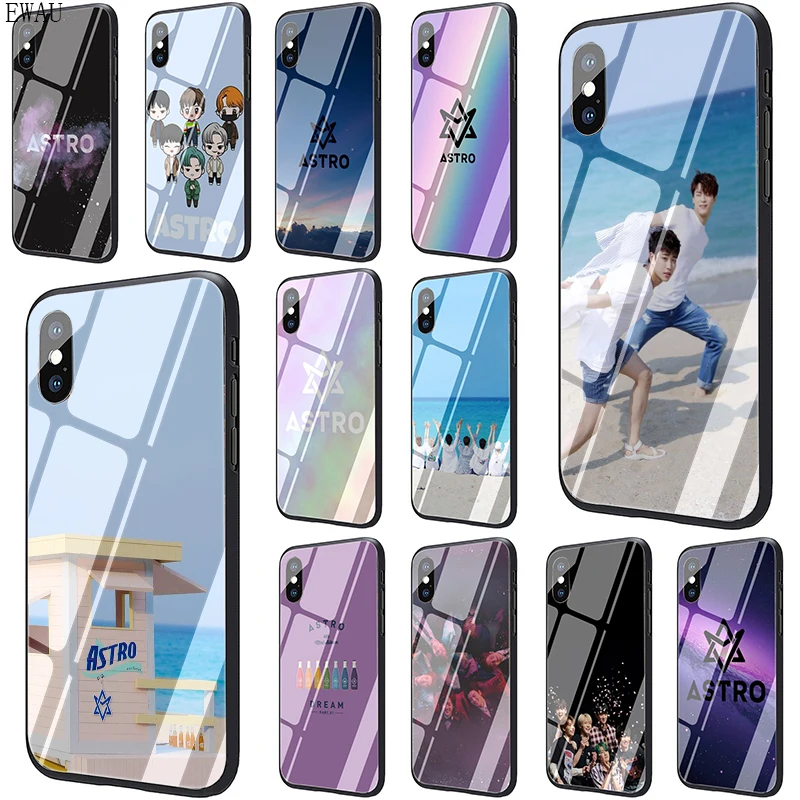 

EWAU KPOP ASTRO Tempered Glass phone case for iphone 5 5s SE 6 6s 7 8 Plus X XR XS 11 pro Max