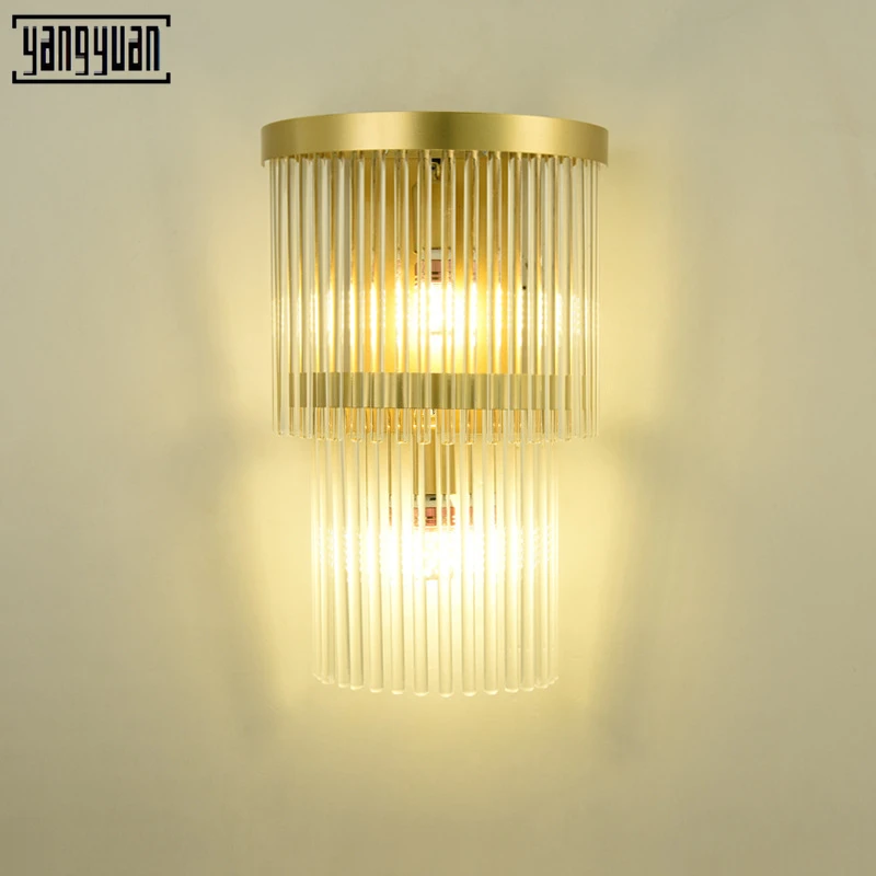 

Led Wall Lamp Gold Crystal Nordic Modern Wall Sconces for Home Art Decor Living Room Bedroom K9 Lights Mirror Light Fixtures E14
