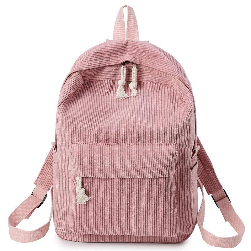 2019 New Women Backpack Preppy Style Soft Fabric School Female Corduroy Design Bags For Teenage Girls Striped | Багаж и сумки