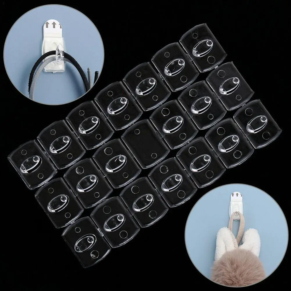 Adhesive Hooks 6/20pcs Small Size Transparent Removable Strong Seamless Christmas Cable Clamp Kitchen Wall Bedroom Wall Rack