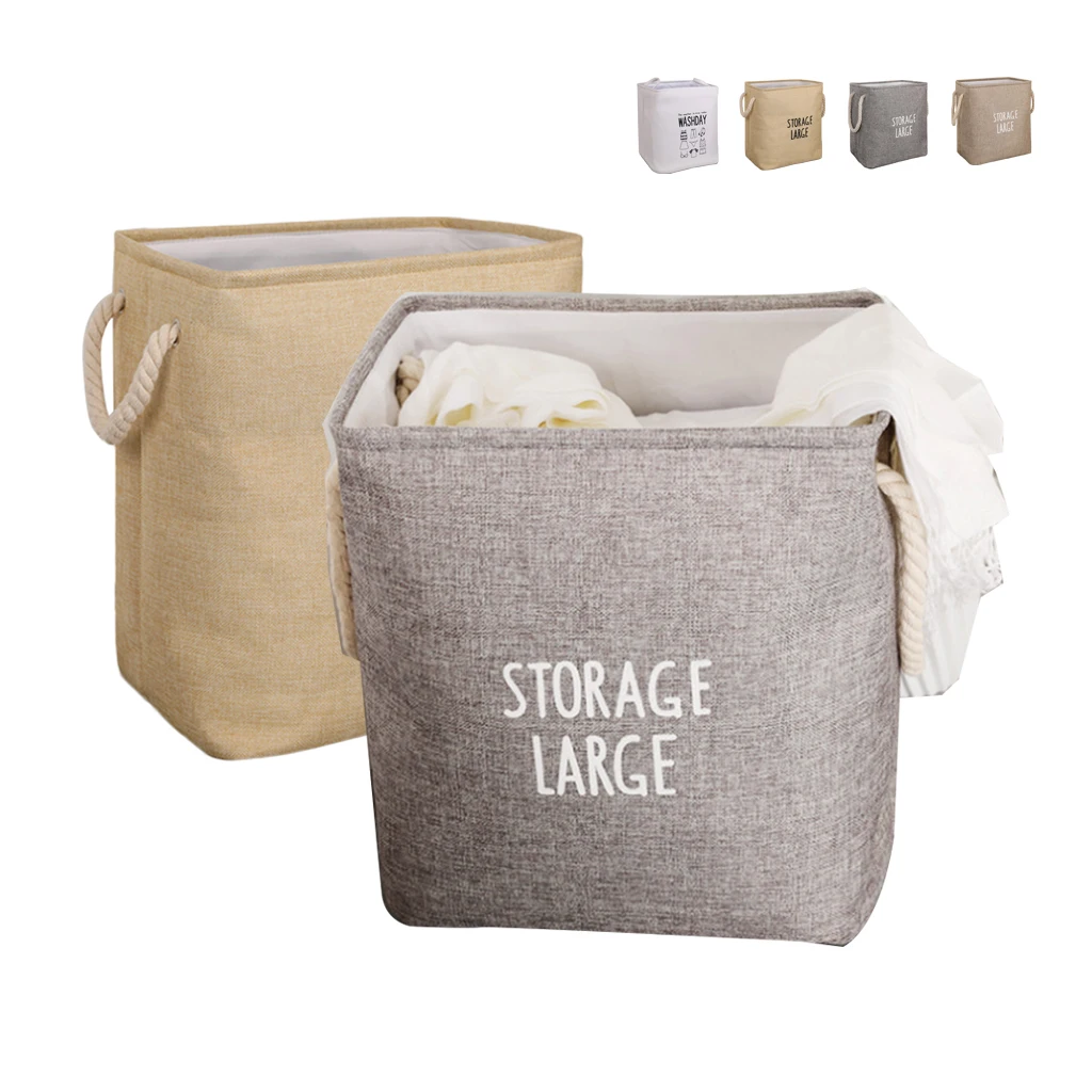 

Large Laundry Hamper Foldable Dormitory Clothes Waterproof Storage Bucket Hamper Storage Basket Toy Box Cotton Linen Storage Bag