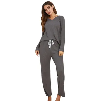 

Autumn Women Casual Long-sleeved Sleepwear Clothes Pajamas Suit Home Service Clothing Plus Size 2020 New Arrivals