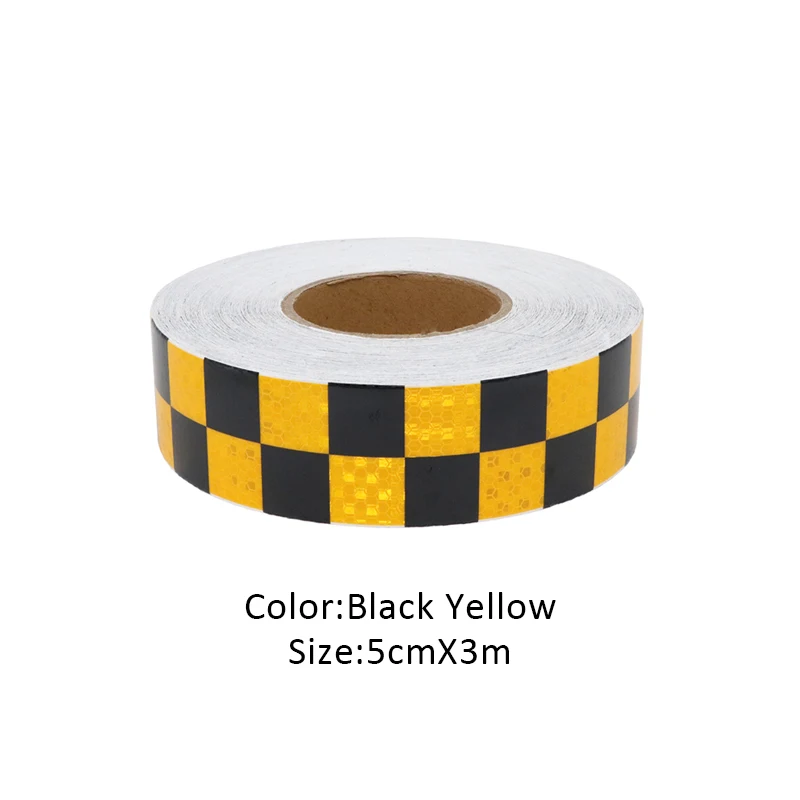 100mm 50mm Black & Yellow Checker Checkered Adhesive Reflective Tape UK 