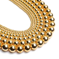 Silver Hematite Stone Round Beads for DIY Jewelry Crafting - 15'' Strand (18k gold)