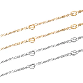 

2 Meter Stainless Steel Corss Chain Gold Clip Heart-shaped Bulk LOVE Chains DIY Jewelry Necklace Making Wholesale Lots Bulk