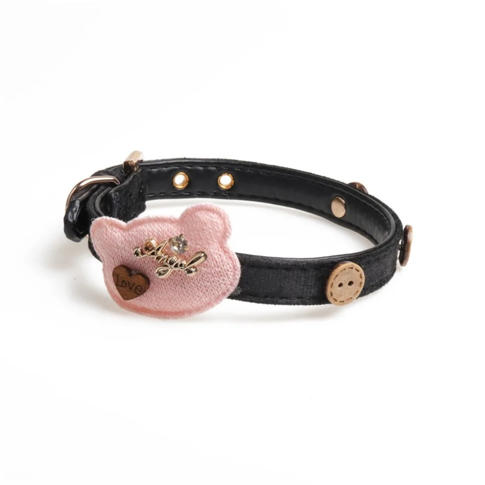 Dog Collar Bow Tie Pretty Personalized Knit Bear Metal Buckle Big and Small Dog&Cat Collar Pet Accessories