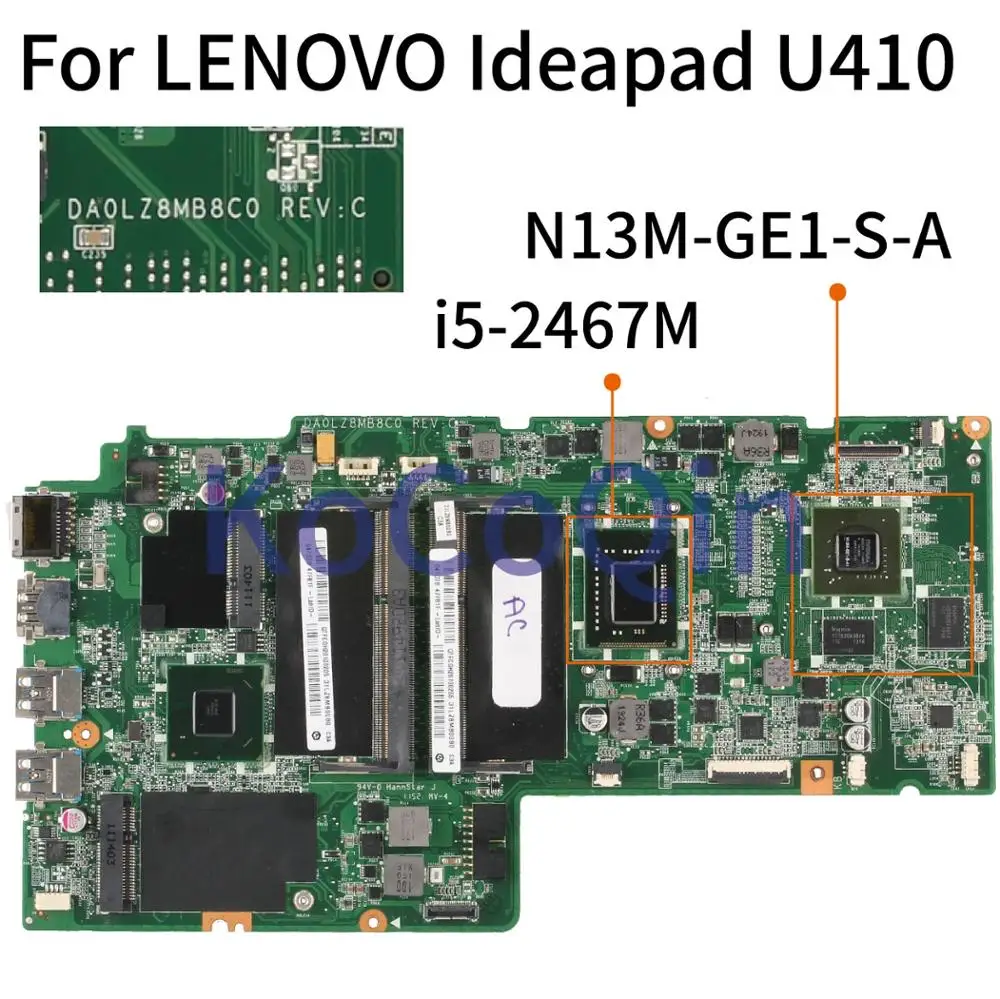 Материнская плата KoCoQin для ноутбука LENOVO Ideapad U410 DA0LZ8MB8C0 материнская SR0D6 | Компьютеры