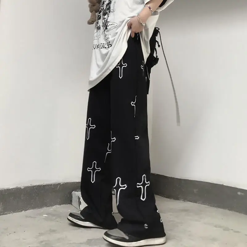 Mall Goth Cross Baggy Wide Leg Pants 