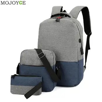 

Classic Canvas Men Laptop Backpack Large Capacity 3pcs/Set Women Casual Travel Schoolbag Vintage Bags for Student Gifts