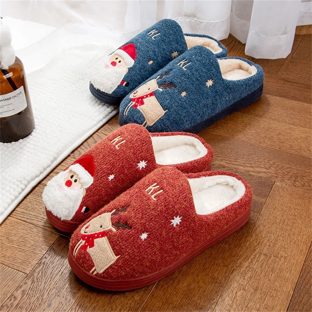 Men Home Flat Slippers Indoor Shoes Man Christmas Platform Flat With Warm Floor Home Cuty Santa Deer ShoeSlippers тапочки