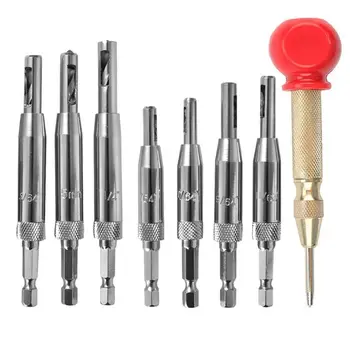 

8PCS HSS Self Centering Hinge Drill Bits Set Door Cabinet s Automatic Center Pu 28GC