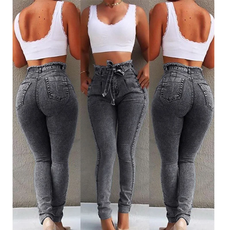 Женские Стрейчевые обтягивающие джинсы пикантная бахрома пояс женские брюки