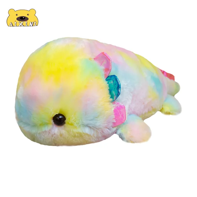 55CM Big Colour Axolotl Fish Plush toy Rainbow Cynops Dinosaur Fish